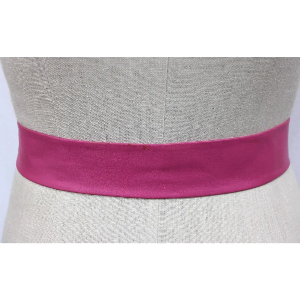 Vintage 80s BELT BUCKLE Pink Leather REVCOR RETRO Gold tone ABSTRACT DESIGN